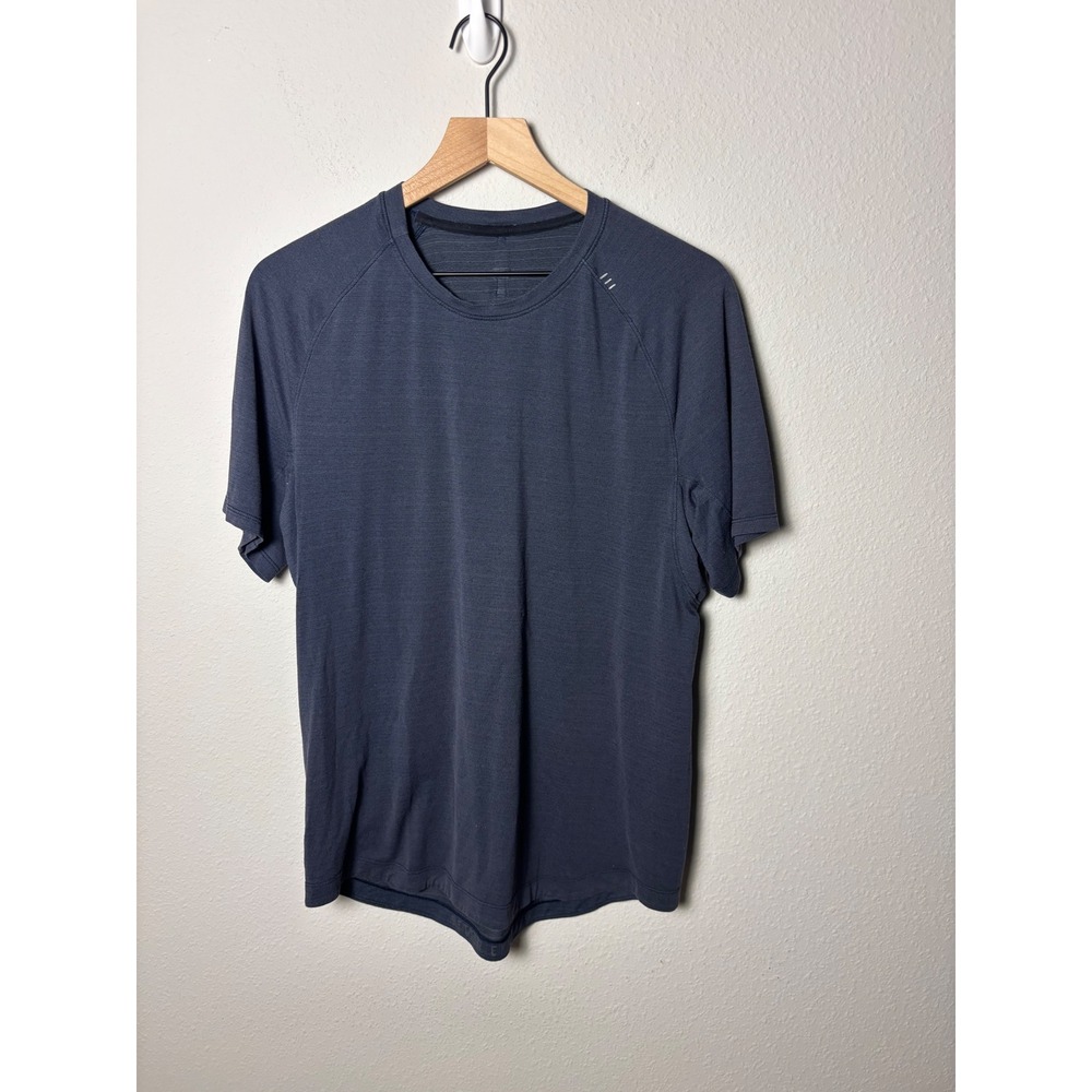 Lululemon Dry Sense Short Sleeve Shirt Dark Blue Mens Size L Training Tee